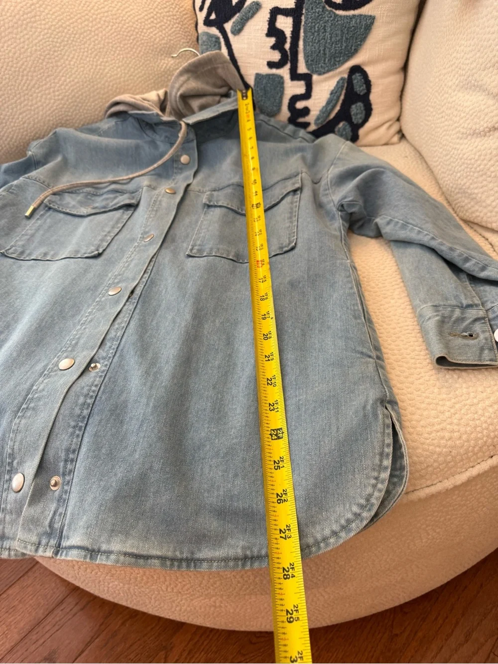 Central Park West Denim Hoodie Jacket Removable Liner Size S NWT